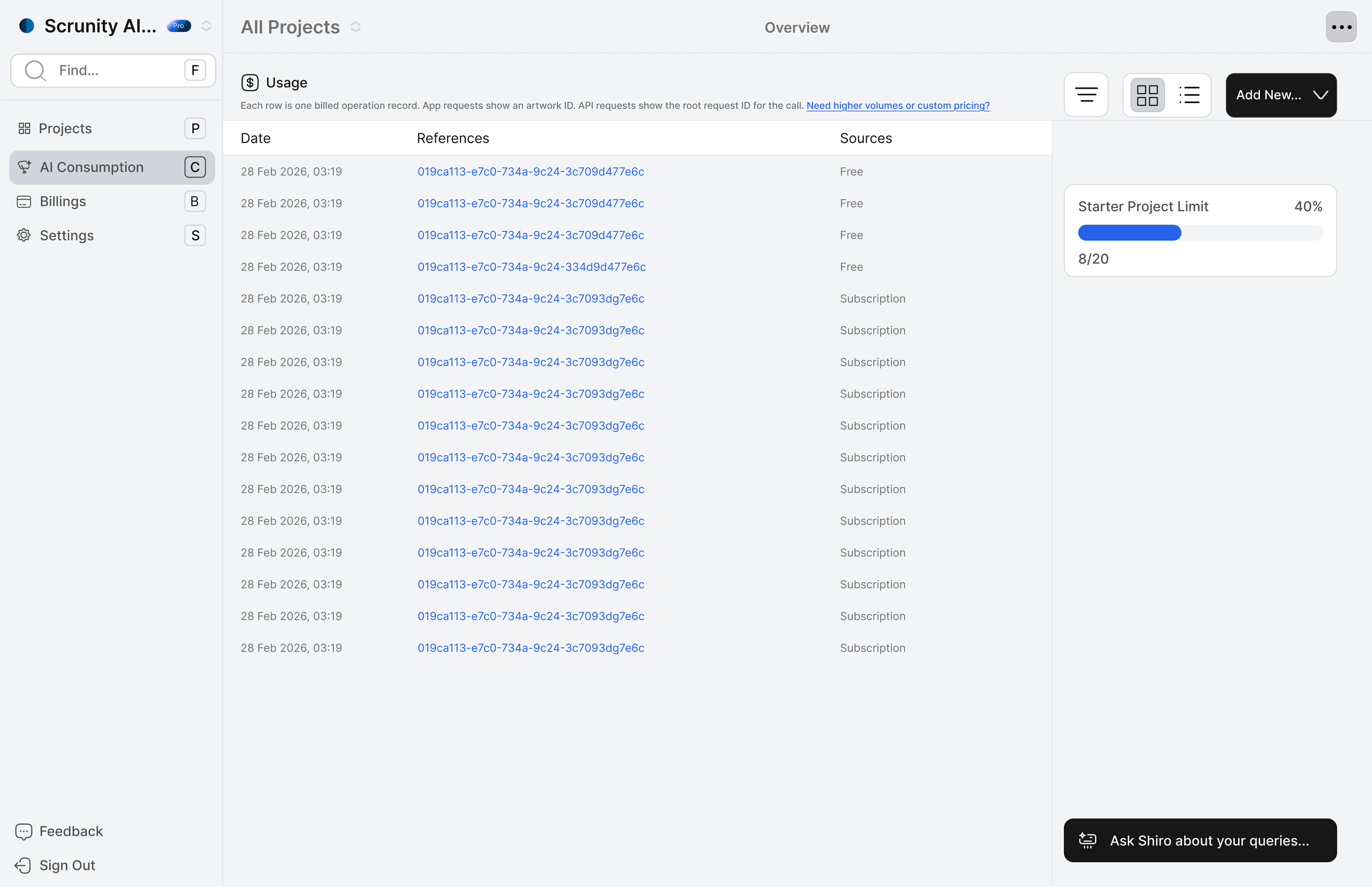 AI Consumption page preview